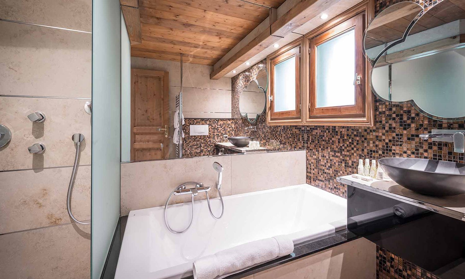 A luxury bathroom in Chalet Mariefleur in Meribel A luxury bathroom in Chalet Mariefleur in Meribel