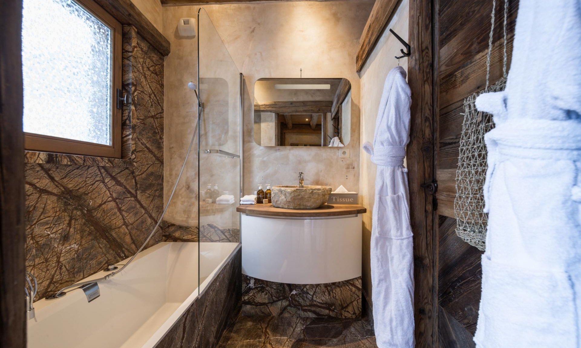 One of the lovely bathrooms in Catered Chalet Cheval Blanc Meribel Le Raffort One of the lovely bathrooms in Catered Chalet Cheval Blanc Meribel Le Raffort
