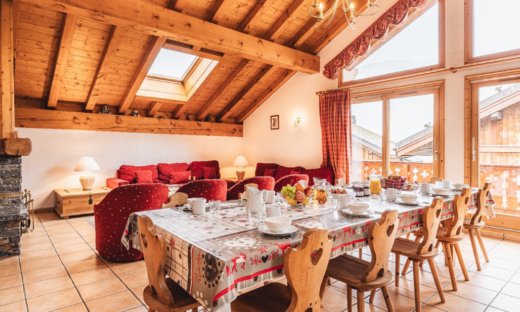 The Dining and Living area in Chalet Azalee Meribel