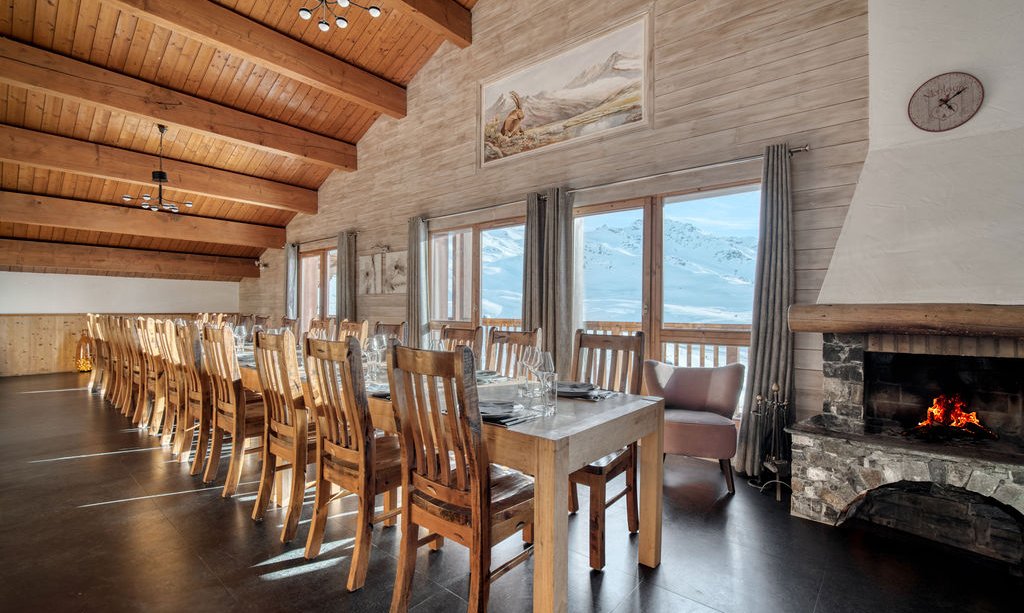 The Dining area in Catered Chalet Bonhomme Val Thorens The Dining area in Catered Chalet Bonhomme Val Thorens