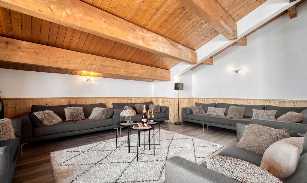 The Living area in Catered Chalet Bonhomme Val Thorens The Living area in Catered Chalet Bonhomme Val Thorens