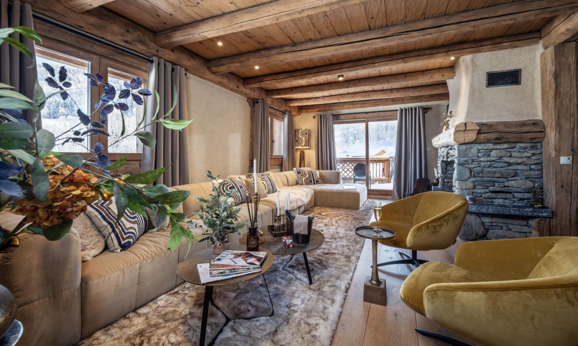 The beautiful Living area in Chalet Cheval Blanc Meribel Le Raffort The beautiful Living area in Chalet Cheval Blanc Meribel Le Raffort