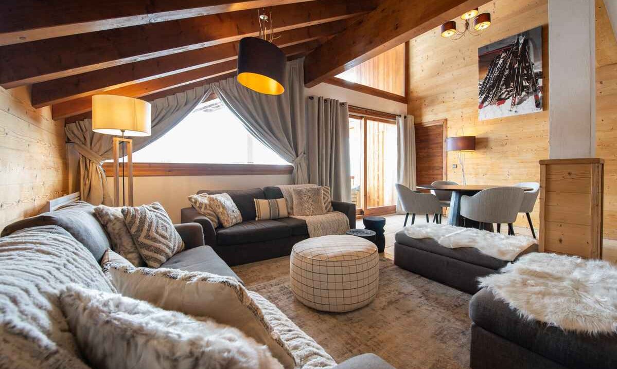 The Living area in Chalet Chloe in Val Thorens