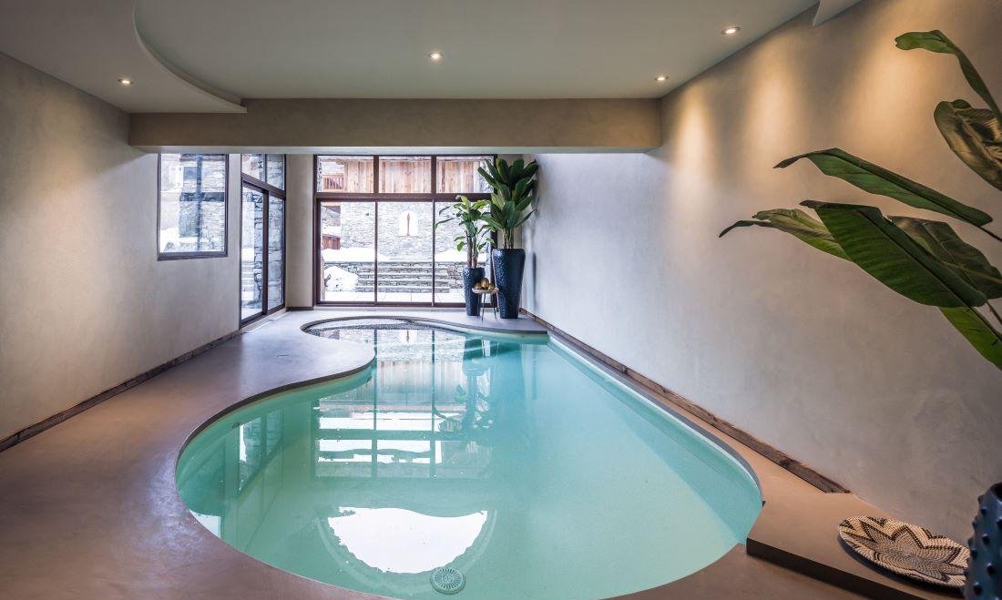 The indoor pool at Chalet Cheval Blanc Meribel Le Raffort The indoor pool at Chalet Cheval Blanc Meribel Le Raffort