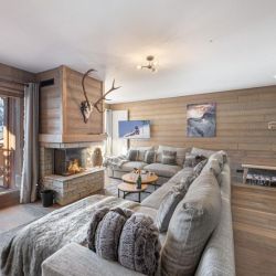 The Living area with Fireplace in Apartment Parc Alpin 302 Meribel