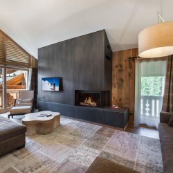 The Living room with fireplace in Apartment Aspen Park 61 Meribel