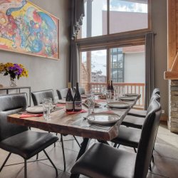 The comfortable dining area in Catered Chalet Sabot Penthouse in Val Thorens