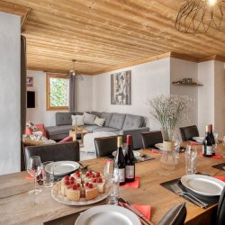 The comfortable Dining and Living area in Catered Chalet Sabot Val in Thorens