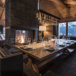 The Dining and Living areas in Chalet Le Grenier in Meribel Centre