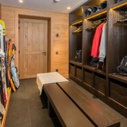 The Ski room in Chalet Le Grenier Meribel Centre