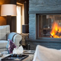 The fireplace in Chalet Le Grenier Meribel Centre
