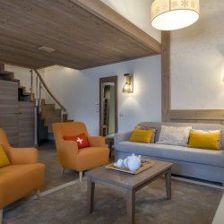 The Living area in a 2 bedorom apartment in Residence L'Hevana Meribel