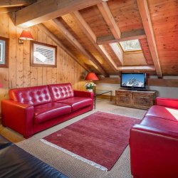 The mezzanine seating area in Chalet Mariefleur in Meribel