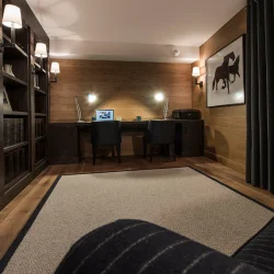 An office area in Chalet Le Grenier in Meribel Centre