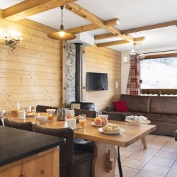 The Dining and Living area in one of the apartments at Les Balcons de Val Thorens