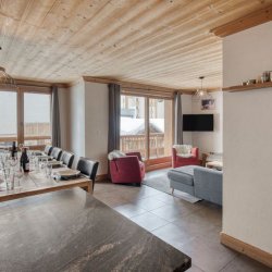 The spacious Dining and Living areas in Catered Chalet Sabot Val in Thorens